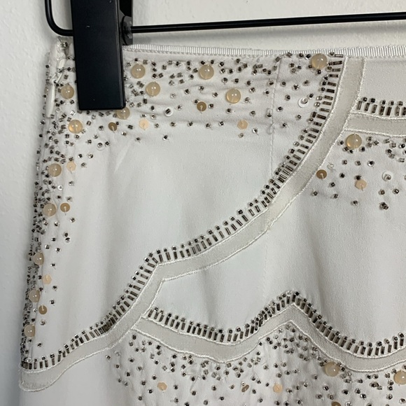 Club Monaco Embellished Skirt, Fully Lined, Side Zipper, Scalloped Hem - Picture 4 of 12